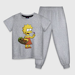 Пижама хлопковая детская Lisa Simpson с гусеницей на даче, цвет: меланж