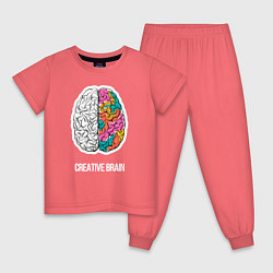 Пижама хлопковая детская Creative Brain, цвет: коралловый