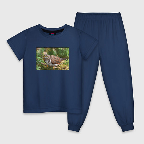 Детская пижама Кукушка в ветках ели / Тёмно-синий – фото 1