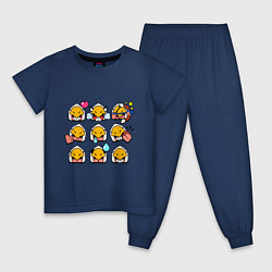 Пижама хлопковая детская Значки на Бо Пины Бравл Старс Bo, цвет: тёмно-синий