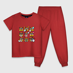 Пижама хлопковая детская Значки на Грифф Пины Бравл Старс Griff, цвет: красный