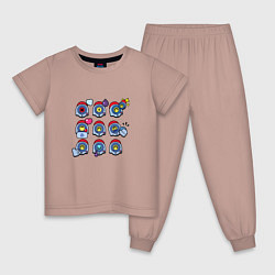 Пижама хлопковая детская Значки на Нани Пины Бравл Старс Nani, цвет: пыльно-розовый