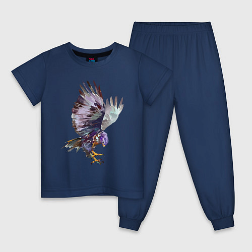 Детская пижама Сокол - акварель / Тёмно-синий – фото 1