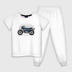Пижама хлопковая детская Синий классический мотоицкл, цвет: белый