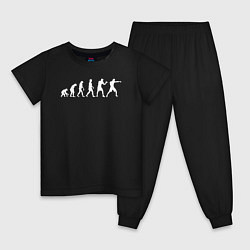 Пижама хлопковая детская Эволюция в боксера, цвет: черный