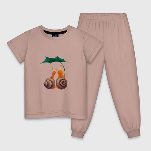 Детская пижама Пара улиток под листом / Пыльно-розовый – фото 1