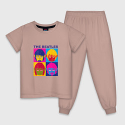 Пижама хлопковая детская The Beatles Monkeys, цвет: пыльно-розовый