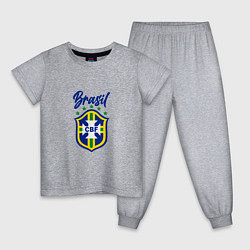 Пижама хлопковая детская Brasil Football, цвет: меланж