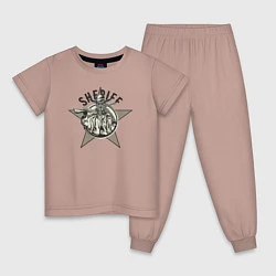 Пижама хлопковая детская Шериф-робот темная, цвет: пыльно-розовый