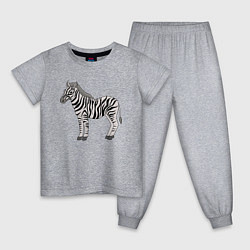 Пижама хлопковая детская Милая зебра, цвет: меланж
