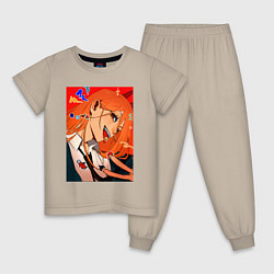 Пижама хлопковая детская Милая Пауэр - Человек бензопила, цвет: миндальный