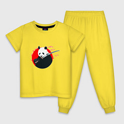 Пижама хлопковая детская Панда держит меч, цвет: желтый