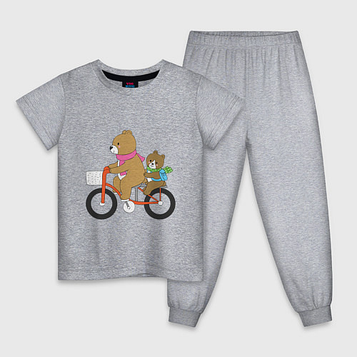 Детская пижама Медведи на велосипеде / Меланж – фото 1
