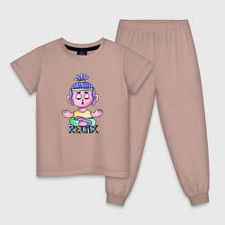 Пижама хлопковая детская Йога - время медитации, цвет: пыльно-розовый
