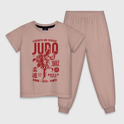 Пижама хлопковая детская Дзюдо единоборства, цвет: пыльно-розовый