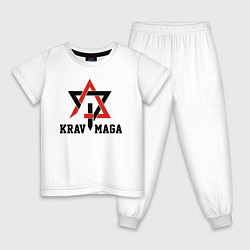 Пижама хлопковая детская Krav-maga hand-to-hand combat emblem, цвет: белый