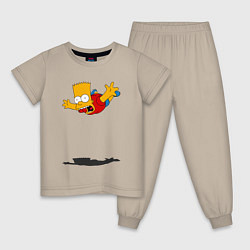 Пижама хлопковая детская Барт Симпсон - падение, цвет: миндальный