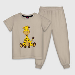 Пижама хлопковая детская Детёныш жирафа, цвет: миндальный