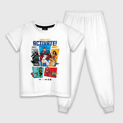 Пижама хлопковая детская DC Лига Суперпитомцы Вся команда, цвет: белый