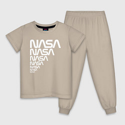 Пижама хлопковая детская Nasa надписи, цвет: миндальный