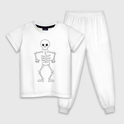 Пижама хлопковая детская Милый скелетик, цвет: белый