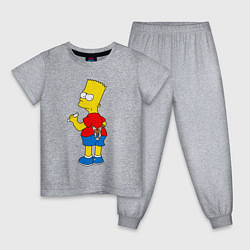 Пижама хлопковая детская Хулиган Барт Симпсон, цвет: меланж