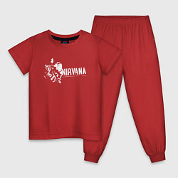 Пижама хлопковая детская Nirvana-Курт и гитара, цвет: красный