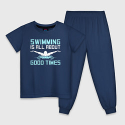 Пижама хлопковая детская Хорошие времена это плавание, цвет: тёмно-синий