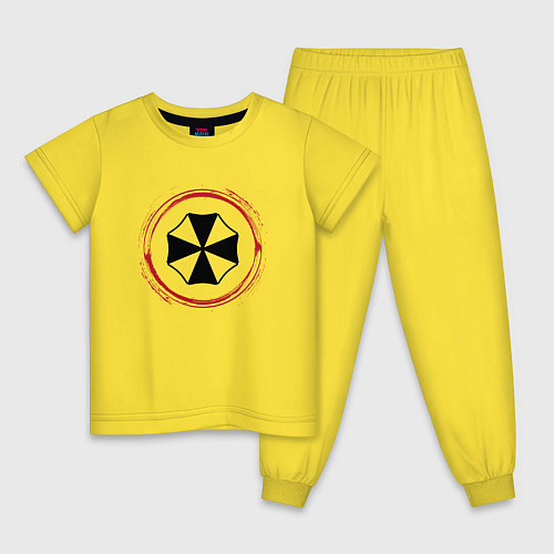 Детская пижама Символ Resident Evil и красная краска вокруг / Желтый – фото 1