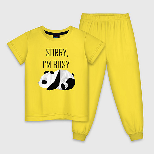 Детская пижама Извини я занят - панда / Желтый – фото 1