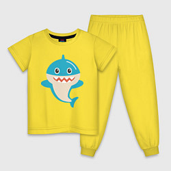 Пижама хлопковая детская Милая акулa, цвет: желтый