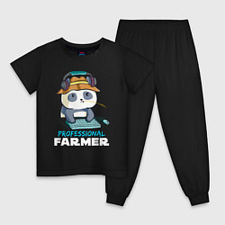 Пижама хлопковая детская Professional Farmer - панда геймер, цвет: черный