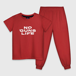 Пижама хлопковая детская No Guns Life лого, цвет: красный