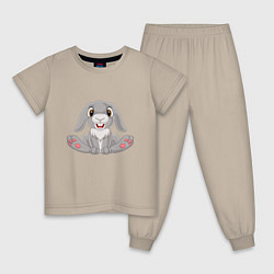 Пижама хлопковая детская Кролик - Улыбашка, цвет: миндальный