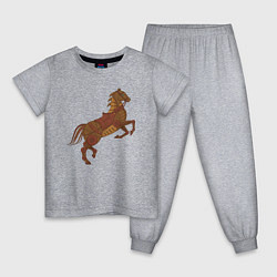 Пижама хлопковая детская Стимпанк-лошадь, цвет: меланж
