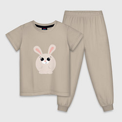 Пижама хлопковая детская Круглый Кролик, цвет: миндальный