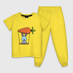 Пижама хлопковая детская Кролик на качелях, цвет: желтый