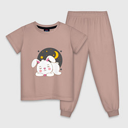 Пижама хлопковая детская Спящий Зайка, цвет: пыльно-розовый