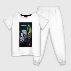 Пижама хлопковая детская Аниме Cyberpunk Edgerunners Дэвид и Люси, цвет: белый