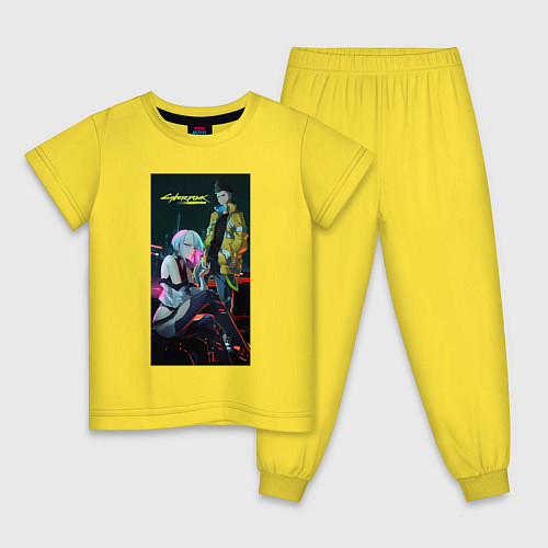 Детская пижама Аниме Cyberpunk Edgerunners Дэвид и Люси / Желтый – фото 1