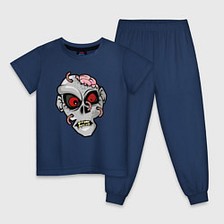 Пижама хлопковая детская Череп зомби, цвет: тёмно-синий