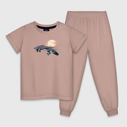 Пижама хлопковая детская Прыгающая Лисичка, цвет: пыльно-розовый