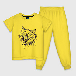 Пижама хлопковая детская Рысь и гнев, цвет: желтый