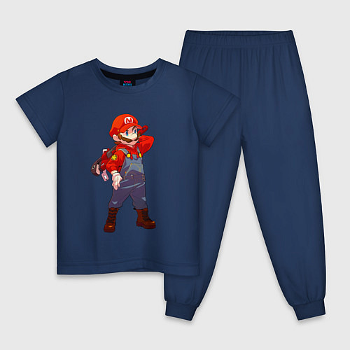 Детская пижама Марио на стиле / Тёмно-синий – фото 1