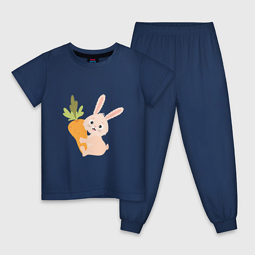Детская пижама Кролик с морковкой / Тёмно-синий – фото 1