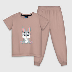 Пижама хлопковая детская Добрый зайчишка, цвет: пыльно-розовый