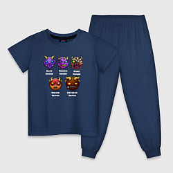 Пижама хлопковая детская Geometry Dash different demons, цвет: тёмно-синий