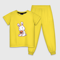 Пижама хлопковая детская Кролик и гамбургер, цвет: желтый