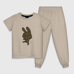Пижама хлопковая детская Прикольный кролик, цвет: миндальный