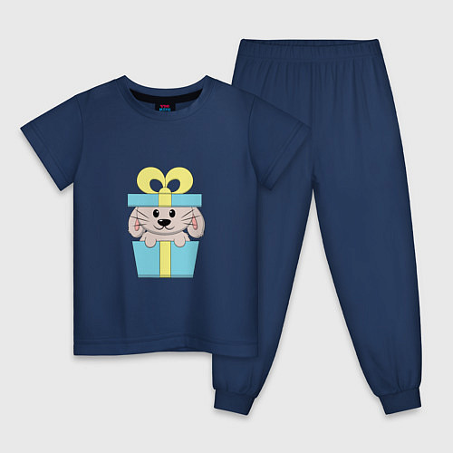 Детская пижама Ушастый подарочек / Тёмно-синий – фото 1